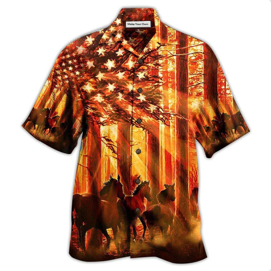 Horse Ride Hawaiian Shirt Artwork Detail For Resort Trips And Outdoor Activities