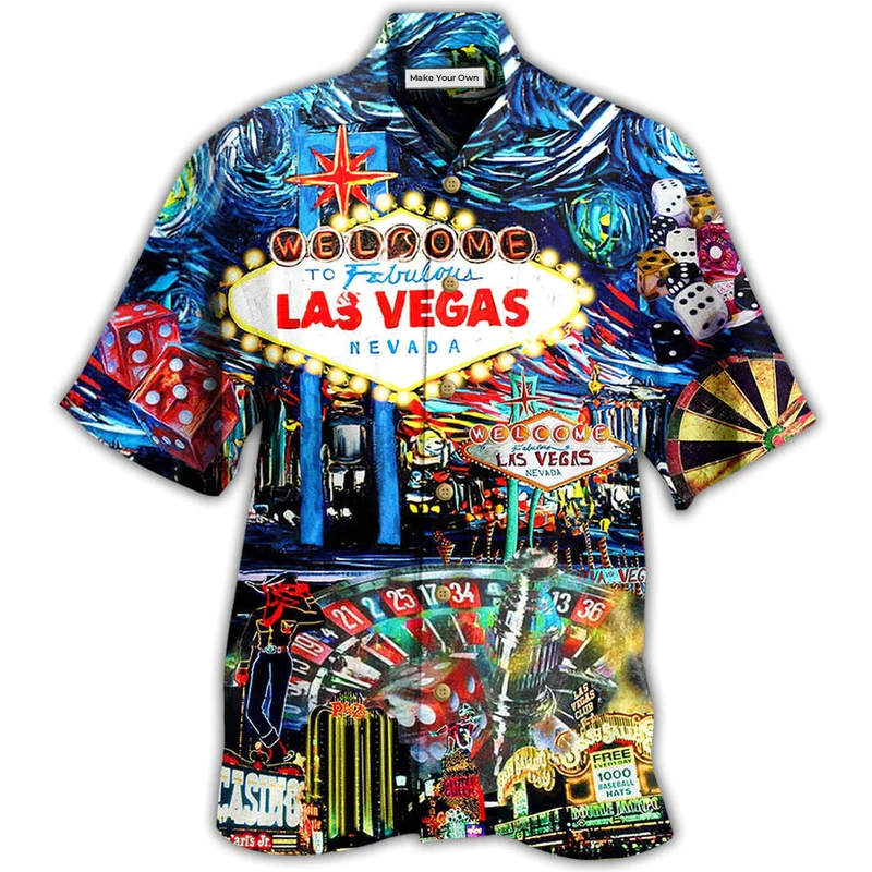 Las Vegas Welcome Body Hawaiian Shirt Pattern View For Lightweight Everyday Style
