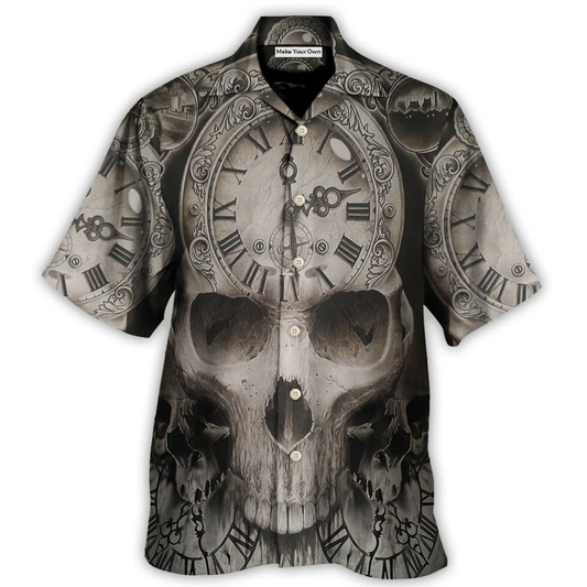 Vintage Skull Artwork Hawaiian Shirt Front Pattern View For Thoughtful Gifting