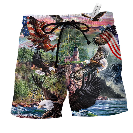Eagle Americana Beach Shorts For Oceanfront Escapes And Travel Ready Comfort