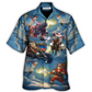 Western Christmas Santa Fight Hawaiian Shirt Design Detail For Sunny Adventures And Casual Wear