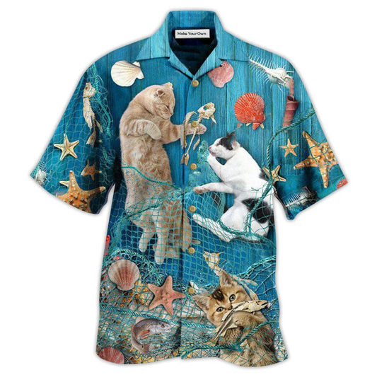 Cat Lazy Beach Hawaiian Shirt For Summer Vacation And Beach Travel