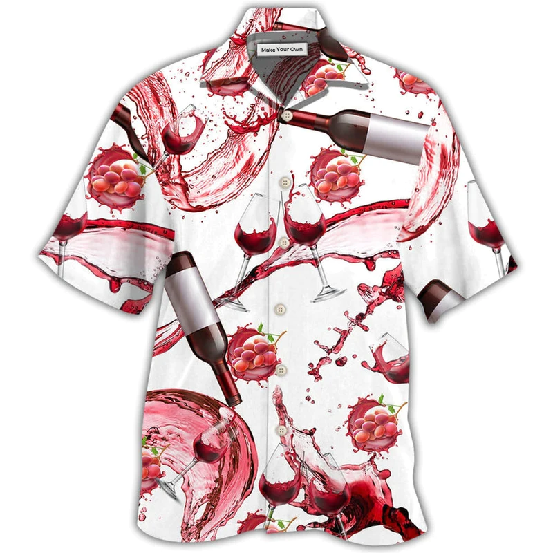 Red Wine Chill Tonight Hawaiian Shirt Design View For Casual Summer Styling