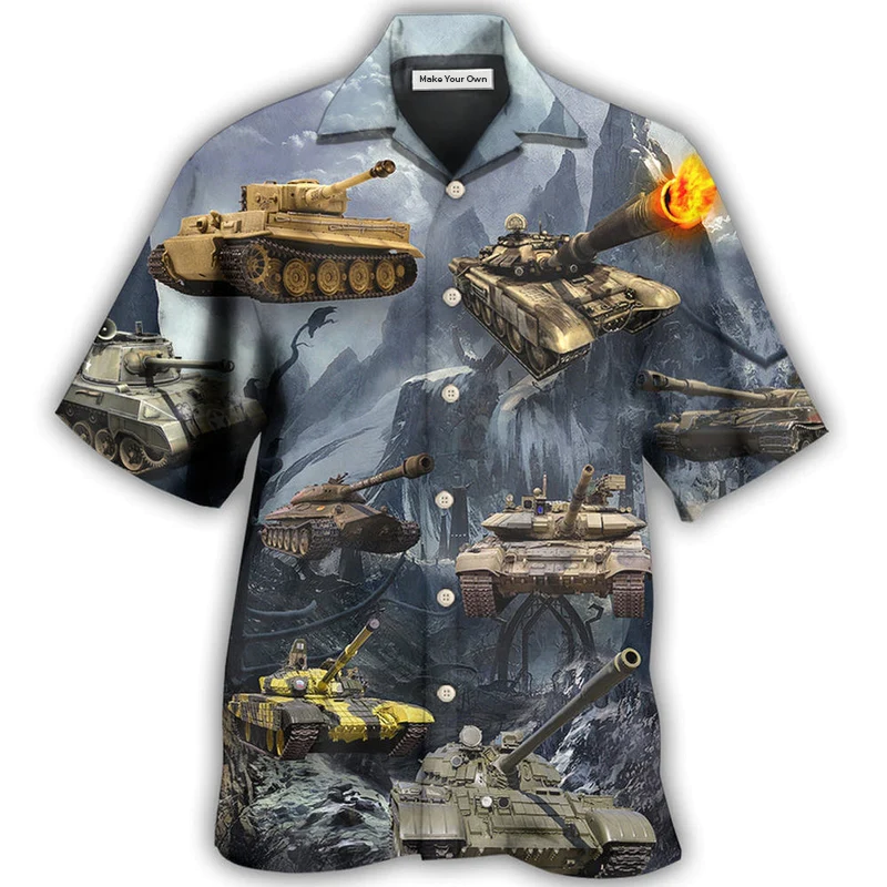 Dark Tank Hawaiian Shirt Design Detail For Sunny Adventures And Casual Wear