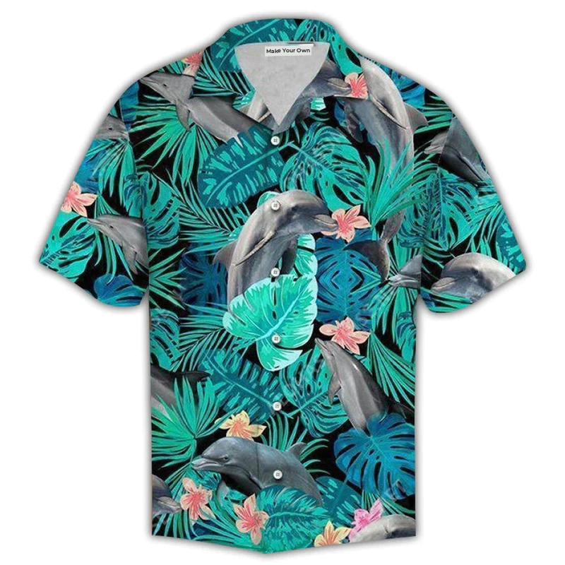 Dolphin Ocean Marine Biology Sea Hawaiian Shirt Artwork Detail For Tropical Trips And Casual Outings