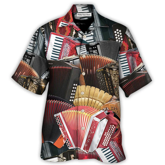 Accordion Gentleman Play Hawaiian Shirt Pattern View For Lightweight Everyday Style