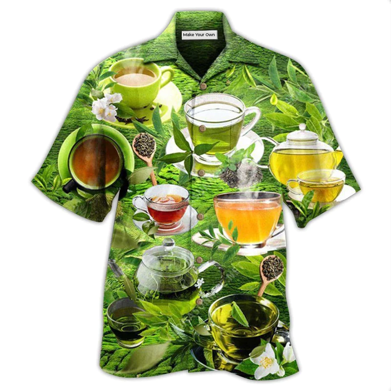 Green Tea Hawaiian Shirt For Resort Getaways Summer Adventures And Casual Gifting