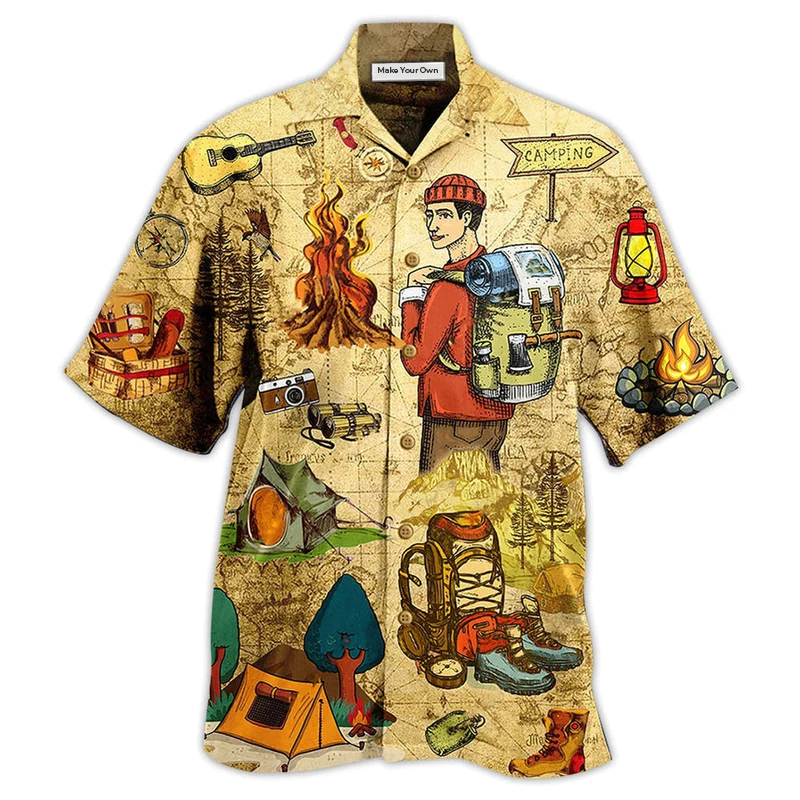 Camping Hawaiian Shirt Artwork View For Weekend Travel And Beach Style