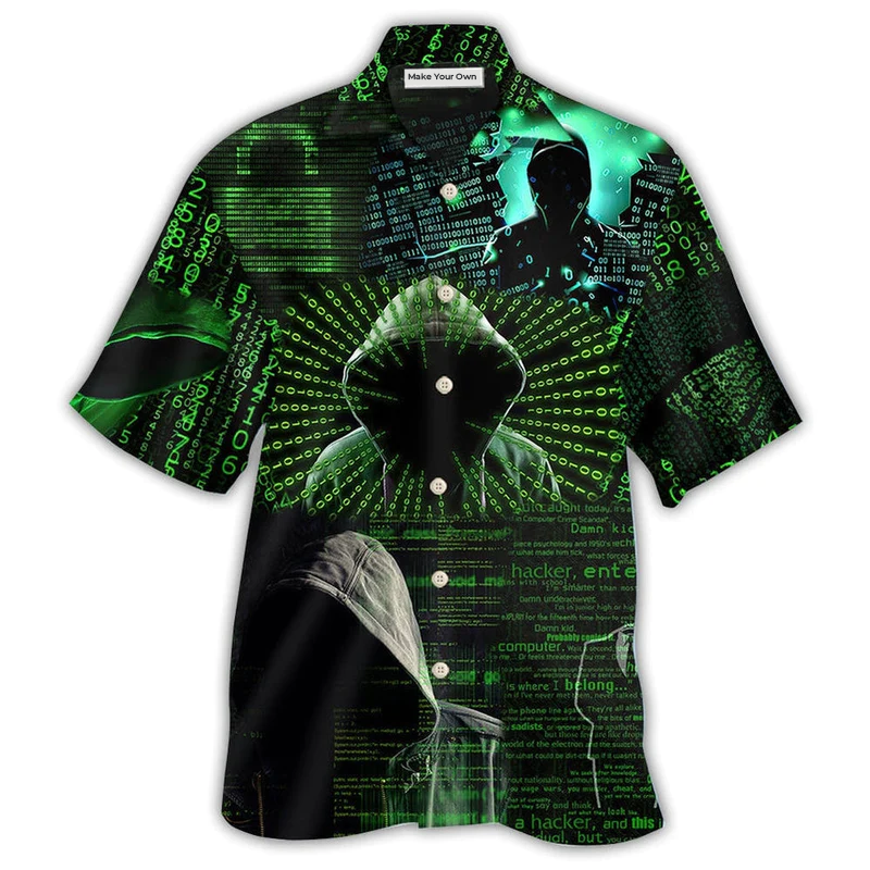 Computer Coding Pattern Hawaiian Shirt For Beach Vacations Casual Parties And Warm Weather Style