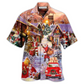Christmas Santa Delivering Street Hawaiian Shirt Artwork Detail For Tropical Trips And Casual Outings
