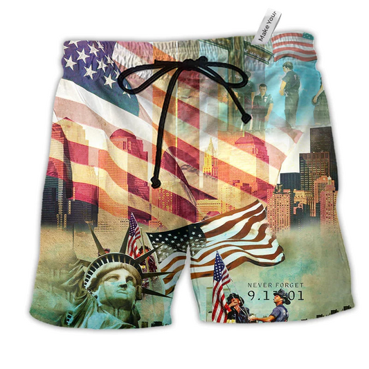 America Never Forgotten Tower Challenge Hawaiian Beach Shorts For Outdoor Gatherings And Comfort