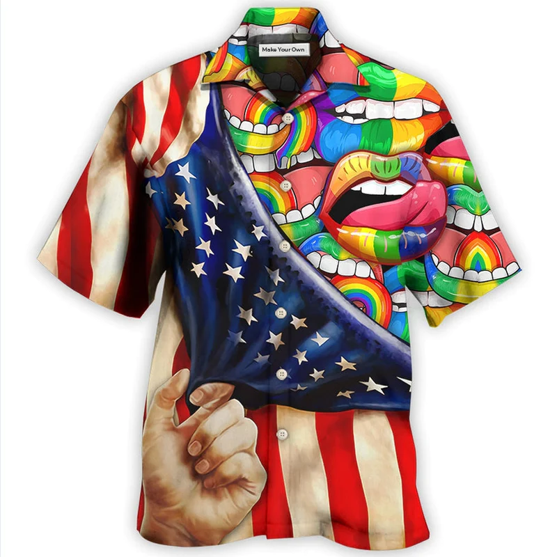Rainbow Pride Lip Hawaiian Shirt For Warm Weather Adventures And Everyday Comfort
