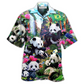 Panda Hug Hawaiian Shirt Design View For Casual Summer Styling
