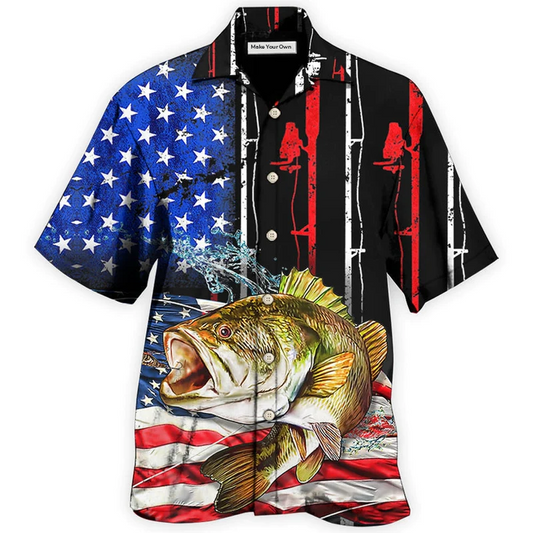 Fishing Amazing US Flag Hawaiian Shirt Pattern View For Lightweight Everyday Style