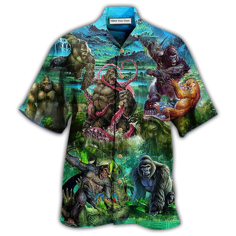 Forest Gorilla Hawaiian Shirt For Beach Vacations Casual Parties And Warm Weather Style