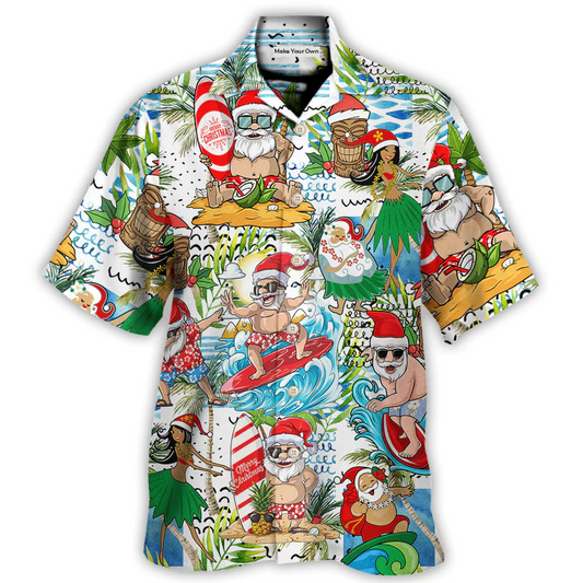 Island Christmas Santa Beach Hawaiian Shirt Design View For Tropical Vacations