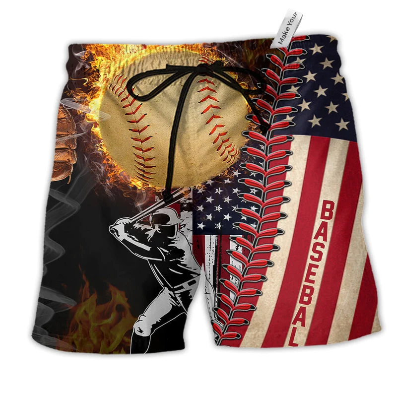 Baseball Nothing More American Than Baseball Beach Shorts For Coastal Travel And Celebrations