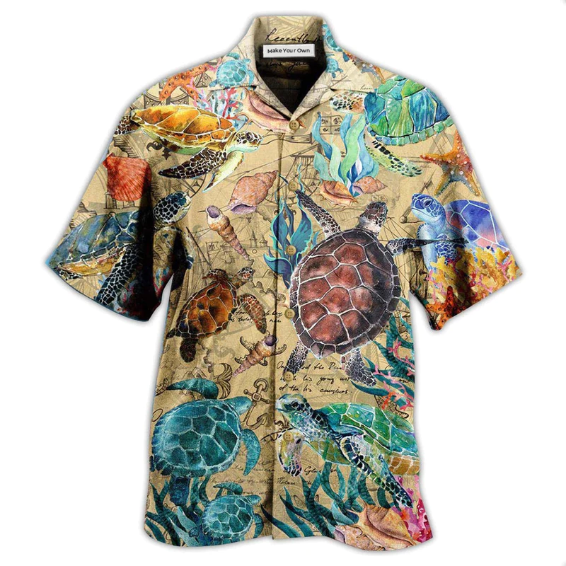 Turtle Ocean Hawaiian Shirt For Vacation Days And Relaxed Coastal Outings