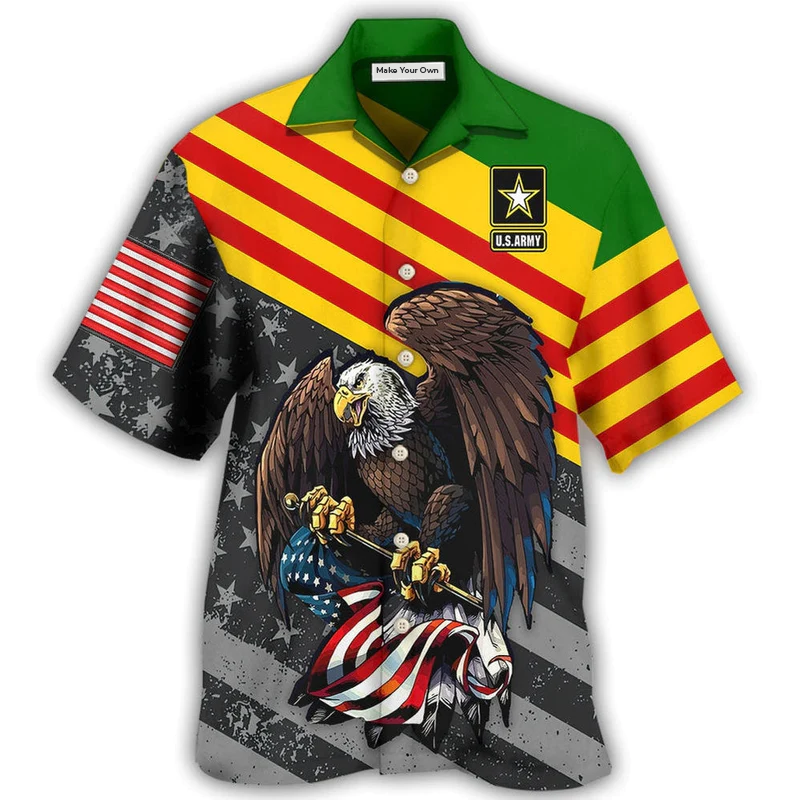 Veteran Vietnam Freedom Proud Hawaiian Shirt Pattern View For Relaxed Warm Weather Outfits