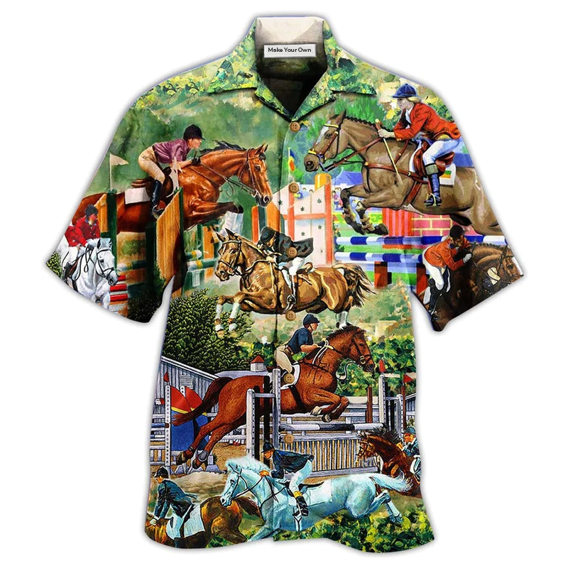 Funny Horse Hawaiian Shirt Pattern View For Lightweight Everyday Style
