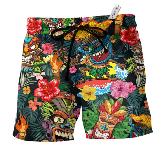 Tiki Hawaii Beach Shorts For Coastal Adventures And Laid Back Styling