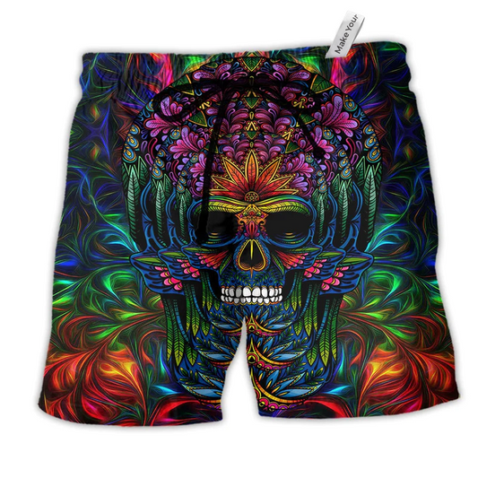 Skull Awesome So Amazing Hawaiian Print Beach Shorts For Distinctive Warm Weather Style