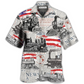 Retro Train Independence Day US Flag Hawaiian Shirt Pattern Detail For Summer Holidays And Outdoor Fun