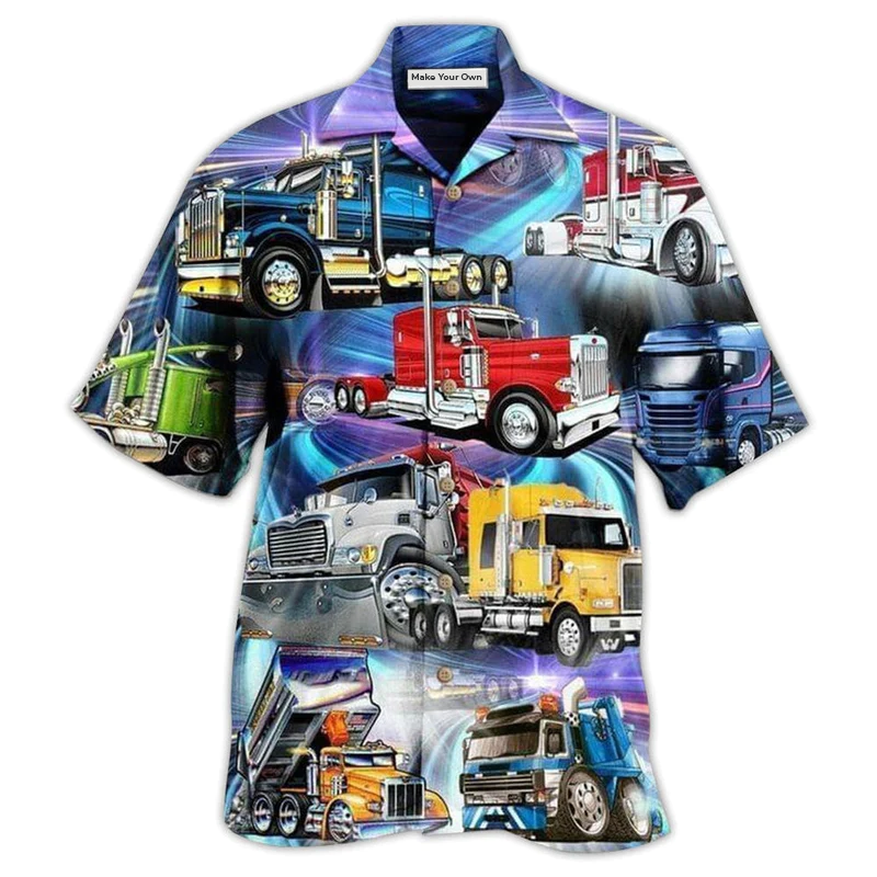 Purple Truck Hawaiian Shirt For Vacation Parties Beach Outings And Relaxed Daily Wear