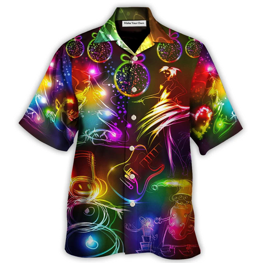 Neon Snowman Christmas Dance Tree Light Hawaiian Shirt For Summer Events And Casual Outdoor Wear