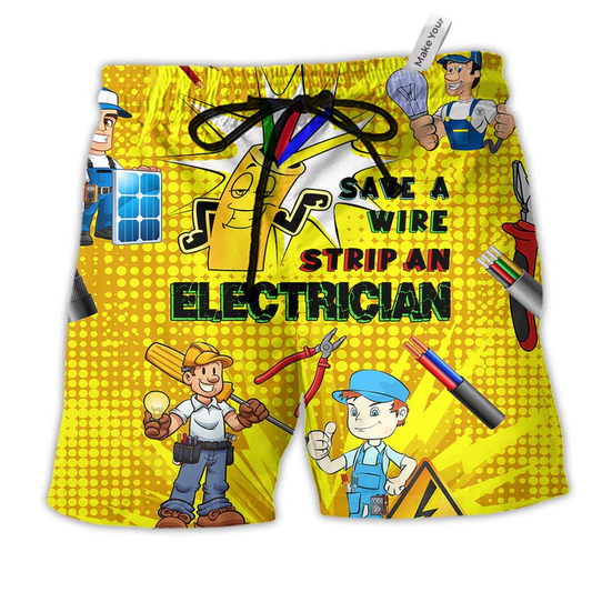 Electrician Save A Wire Stip An Electrician Beach Shorts For Thoughtful Gifting And Style