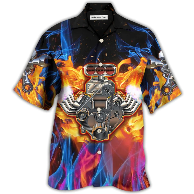 Flame Hot Rod Hawaiian Shirt For Summer Vacation Beach Travel And Casual Wear
