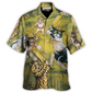 Funny Cat Cricket Hawaiian Shirt Fabric Pattern Detail For Casual Outings