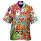 Christmas Hippie Santa Bus Peace Hawaiian Shirt Button Front Artwork For Outdoor Gatherings