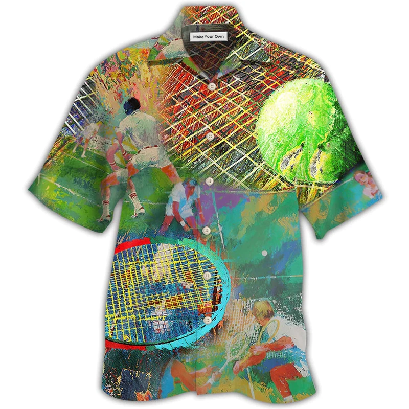 Colorful Tennis Hawaiian Shirt For Beach Parties And Weekend Getaways