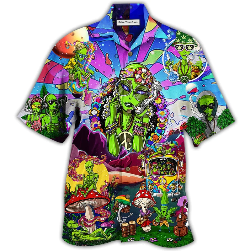 Bohemian Alien Peace Hawaiian Shirt Design View For Resort Travel And Thoughtful Gifting
