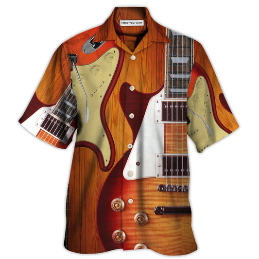 Vintage Guitar Hawaiian Shirt For Summer Vacation Beach Travel And Casual Wear
