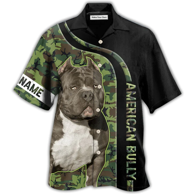 American Bully Camo Personalized Hawaiian Shirt For Poolside Relaxation And Sunny Getaways