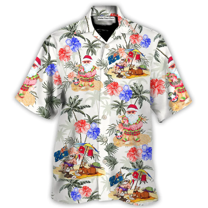 Christmas July Santa Beach Hawaiian Shirt Resort Outfit View For Summer Travel