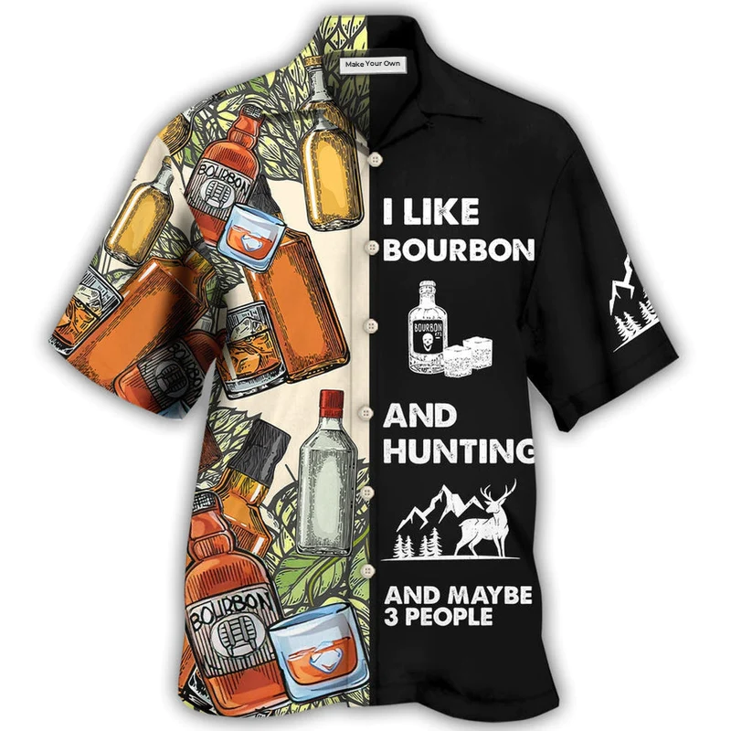Wine Hunting Bourbon Hawaiian Shirt Pattern Detail For Summer Holidays And Outdoor Fun