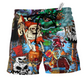 Christmas Skull Beach Shorts For Resort Getaways And Relaxed Casual Wear