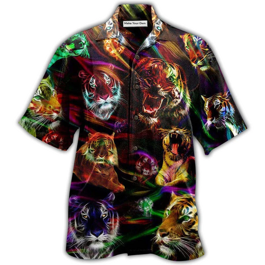Neon Tiger Animals Amazing Hawaiian Shirt Artwork View For Weekend Travel And Beach Style