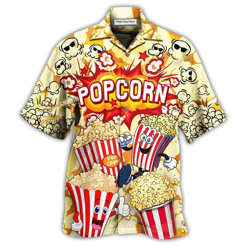 Food Popcorn Answer Bang Hawaiian Shirt Artwork View For Coastal Escapes And Resort Style
