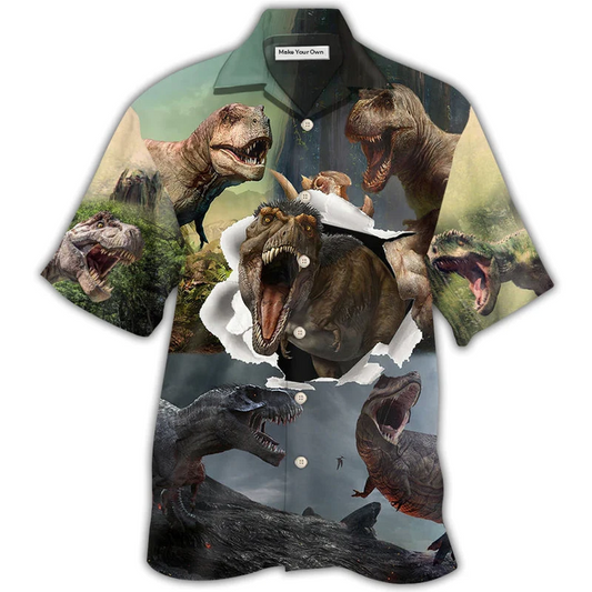 Dinosaur Rex Hawaiian Shirt For Coastal Adventures And Warm Weather Wear