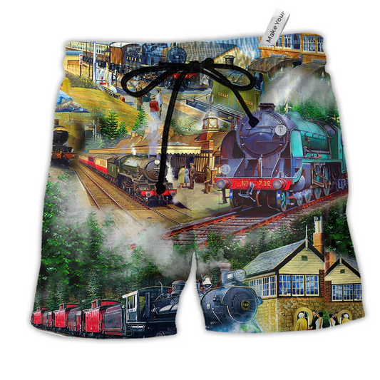 Train Life Is The Train Not The Station In The Beach Shorts For Racing Fans And Beach Days
