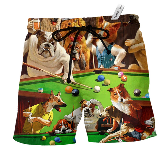 Vintage Billiards Dog Beach Shorts For Island Getaways And Weekend Casual Style