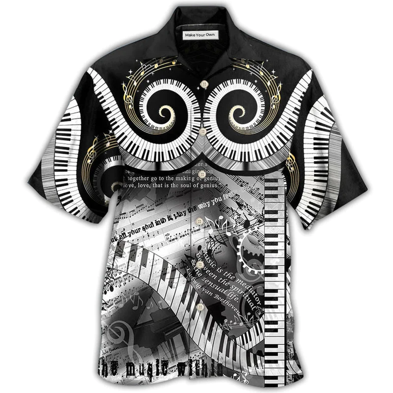 Happy Piano Music Hawaiian Shirt For Summer Events And Casual Outdoor Wear