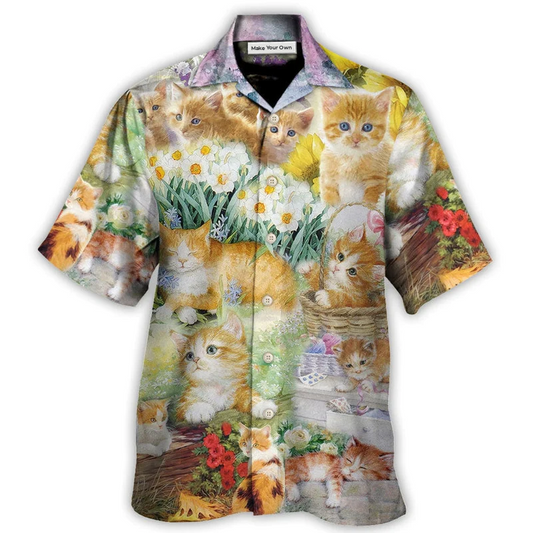 Cat Kitty Hawaiian Shirt Design Detail For Sunny Adventures And Casual Wear