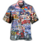 Christmas Winter Hot Rod Hawaiian Shirt For Tropical Holiday Resort Parties And Everyday Style
