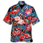 Tropical Flamingo Coloful Hawaiian Shirt For Nature Lovers, Coastal Travel, And Comfortable Outdoor Wear