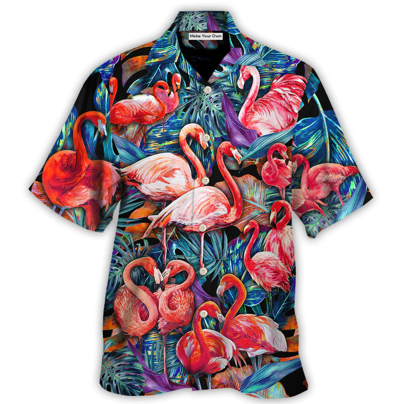 Tropical Flamingo Coloful Hawaiian Shirt For Nature Lovers, Coastal Travel, And Comfortable Outdoor Wear